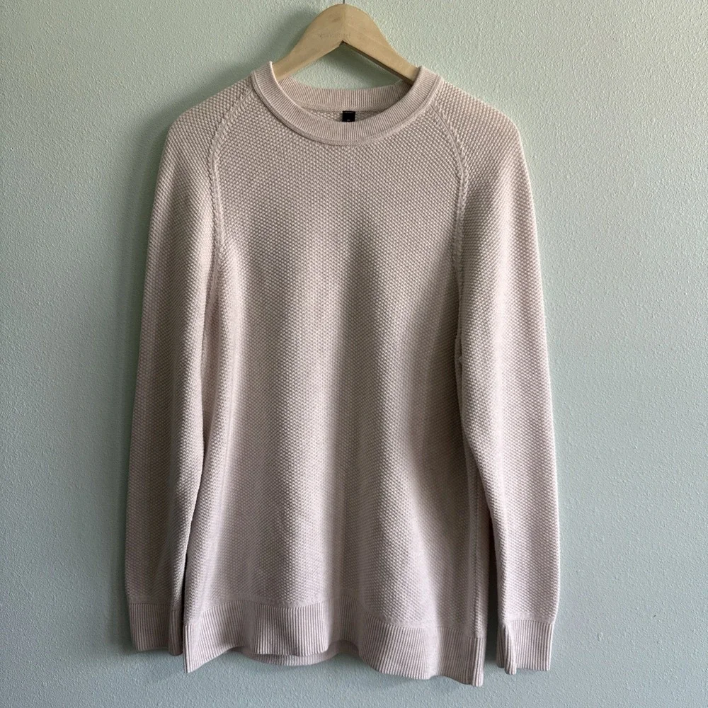 Lululemon Textured Knit Crewneck Sweater Mens Med Ivory M3DQBS
